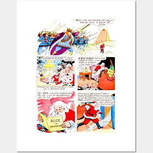 Santa Claus returns from the Wonderland Alice Retro Vintage Comic Book Posters and Art